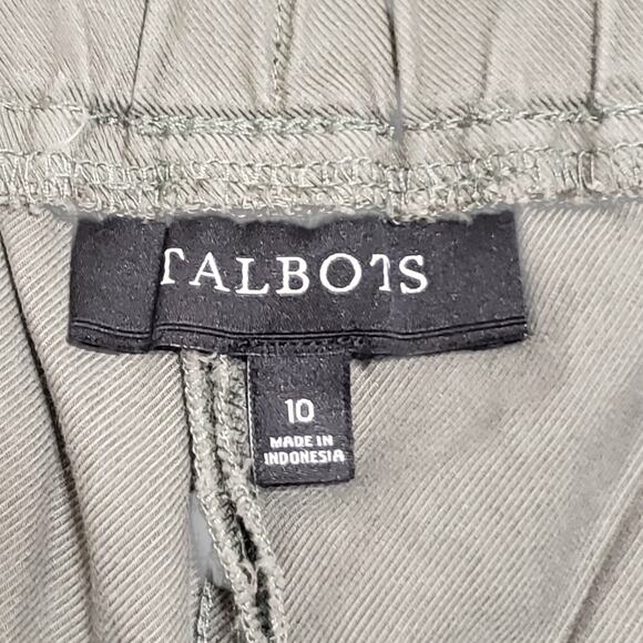 Talbots Womens Crop Utility Pants Olive Green Roll Tab Drawstring Sz 10 Casual - Picture 6 of 11
